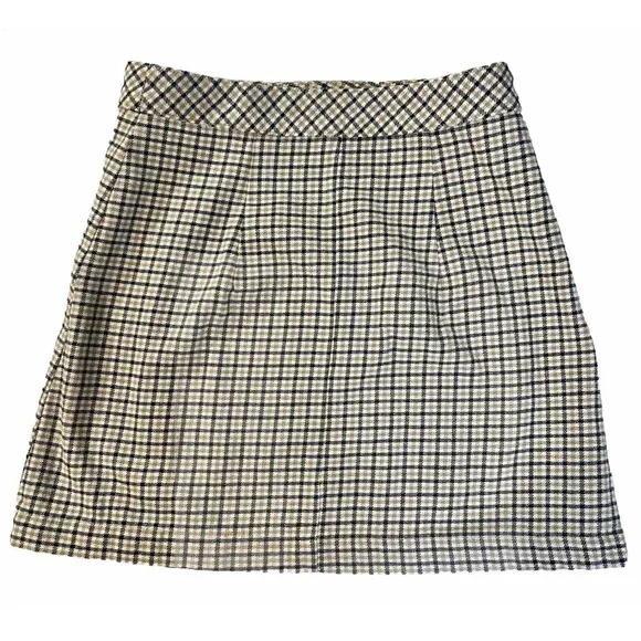 H&M Divided Tan Black And White Mini Skirt Button Up Size 4 - Picture 3 of 5